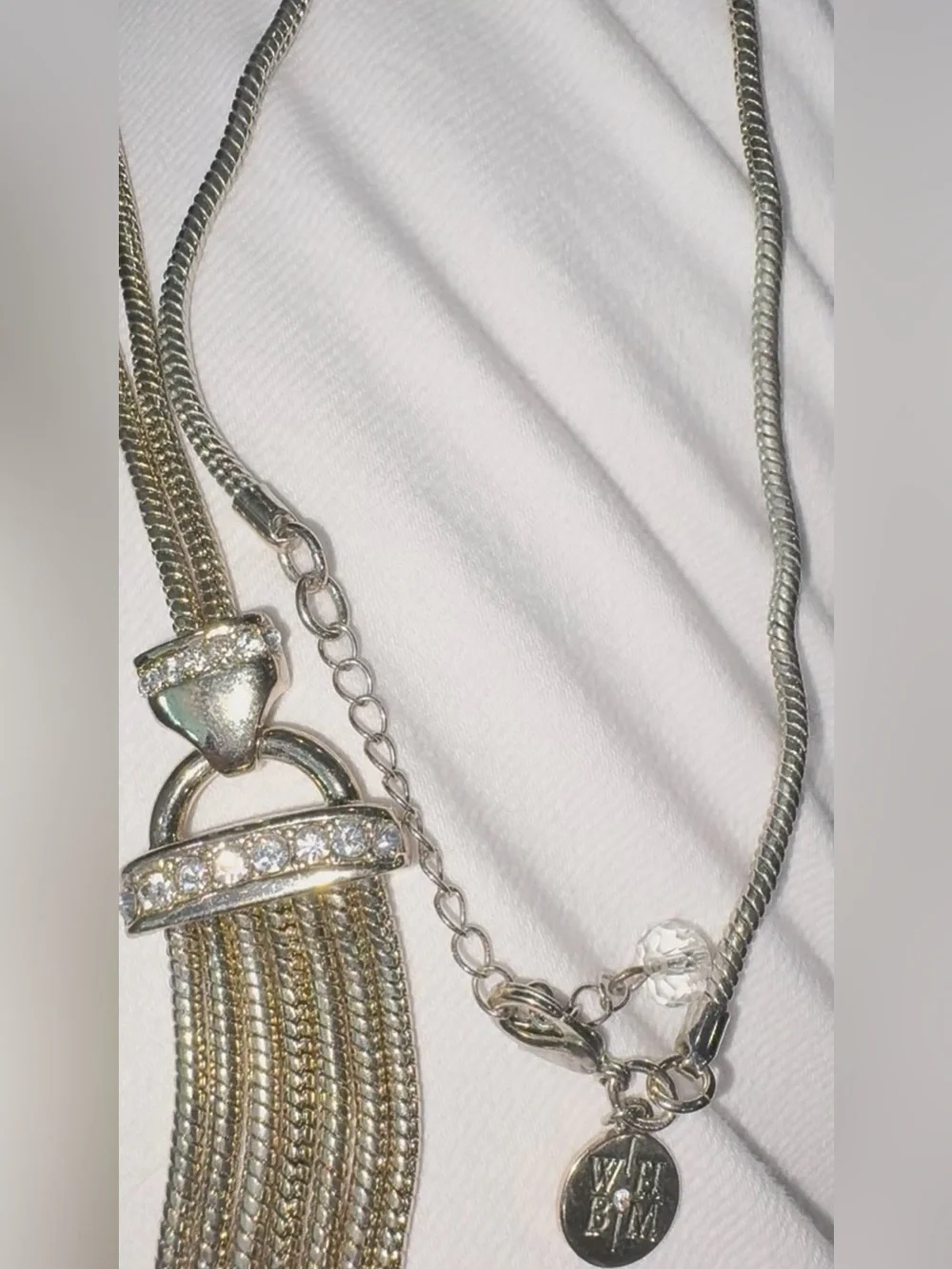 White House Black Market Silver-Tone Multi Chain Tassel Statement Necklace